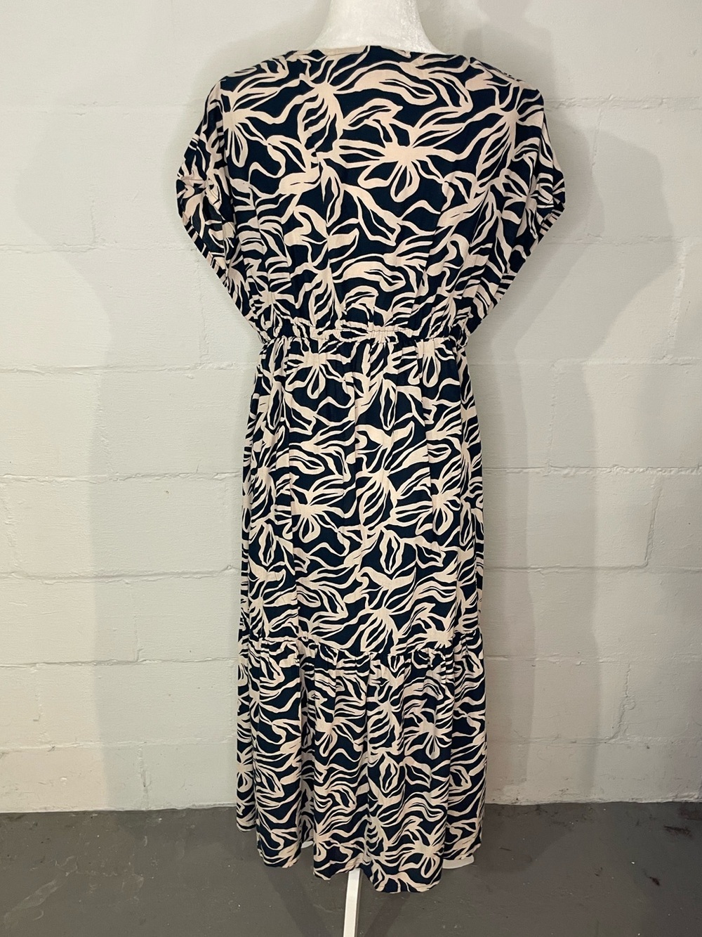 Fig Navy and Cream Abstract Wrap Maxi Dress - Picture 3 of 4